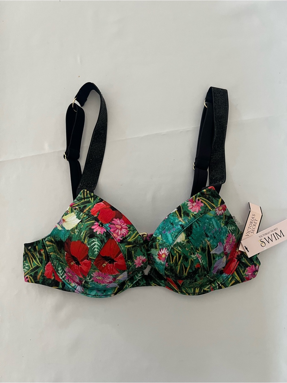 New Victoria’s Secret 32A Push Up Bikini Swim Top Bling Shine Swimwear $69 NWT